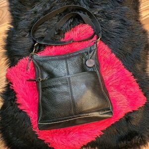 Vintage The Sak Black Pebbled Leather Hobo Crossbody Shoulder Bag